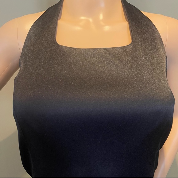 90s Black Satin Express Halter LBD Mini - Picture 6 of 11